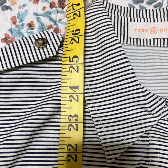 Tory Burch Black and White Striped Bridget Button Down Shirt - Picture 7 of 8